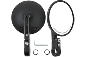 ‎DREAMIZER DREAMIZER CNC Lenkerendenspiegel E geprüft, E-Scooter Spiegel, 360° Drehbare Runde Motorrad Spiegel Kompatibel mit Den Meisten Motorrädern ATV Roller