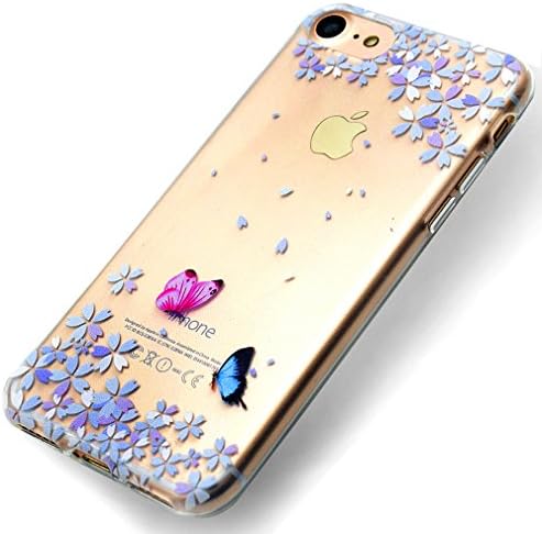 iPhone 6 Case, OUJD iPhone 6s Case Thin Gel TPU Soft Bumper [Drop Protection] Transparent Plastic Rubber Silicone Skin Cover Painting Design Cover For iPhone 6 &amp; iPhone 6s Anti-crash shell Butterflies and Flowers