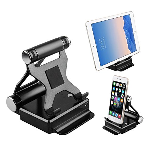ULTRICS® Einstellbare Aluminium Handy Stand mit 10000mAh Dual USB Powerbank, 270 Grad Drehen Multi Betrachtungswinkel Handy-Standplatz, Desktop-Lade-Dock für iPhone iPad Samsung Galaxy Sony Xperia HTC LG iPod Nokia Tablet für Home Office Küche - 9