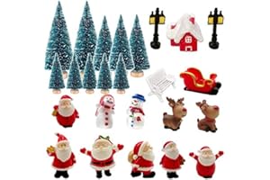 jenich 25 Stück Weihnachten Miniatur Ornamente Mini Weihnachten kleine Figuren Harz Garten Micro Landschaft Weihnachten Deko Puppenhaus Weihnachtsmann Schneemann Elch Tischdeko DIY
