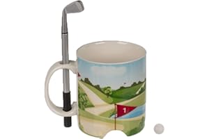 Bada Bing Originelle Tasse Golfplatz Mit Schläger und Golfball Füllmenge Ca. 200 ml Bürotasse Kaffeetasse Mit Golfschläger Als Kugelschreiber Geschenk Für Kollegen Golfer 45