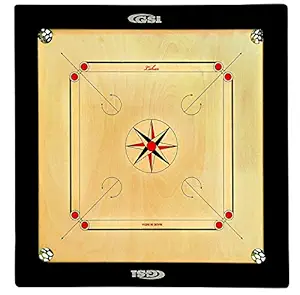 GSI Superior Matte Finish Club Carrom Board for Professionals Clubs with Coins Striker and Boric Powder, Beige (XX-Large 35 inch 8mm)