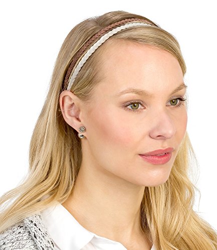 SIX "Festival" 2er Set geflochtene Haarbänder, Haarschmuck in Creme-Weiß und Hellbraun (252-940)