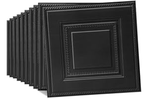 Tarwanear 40PCS Black Grid Panels Peel and Stick 3D Wall Panels 35×35cm Self Adhesive Wall Tile Stickers Waterproof Removable Home Decor for Kitchen Bathroom Ceiling