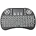 Produktbild try99pink I8 Mini 2,4 GHz + BT Mini Wireless Bluetooth Hintergrundbeleuchtung Touchpad Tastatur mit Maus für PC/Mac/Android Replaceable AAA Battery Spanish Schwarz