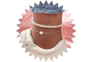 Inateannal Boho Perla Cavigliera Doppio Strato Perla In Rilievo Cavigliera 2 Pezzi Estate Spiaggia Piede Catena Gioielli Per Le Donne E Le Ragazze