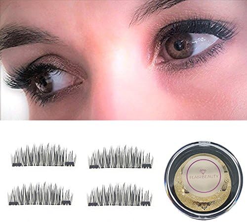 FlairBeauty Magnetic False Eyelashes Extensions. Fake Reusable Magnet Lashes (009, Black "Natural" Look)