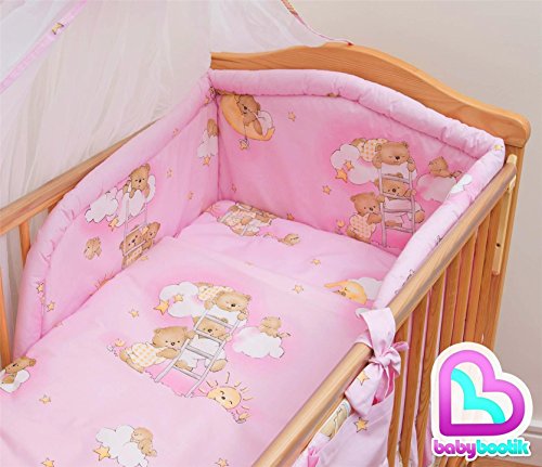 6 Pcs Baby Cot Bed Bedding, 190cm Padded Thick Bumper + Terry Sheet, 140x70 cm - Pattern 5