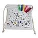 Produktbild TRENDWERT Einhorn-Turnbeutel-Rucksack Bastelset zum Bemalen aus 100% Baumwolle inkl. Stiften für Kinder Mädchen Unicorn Baumwollbeutel zum selbstgestalten in weiß