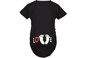 Q.KIM Donna Maglietta Premaman Senza Maniche/Maniche Corte/Maniche Lunghe T-Shirt Divertente Neonato - Footprint Serie