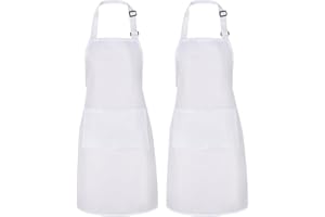 Xialvyu 2 Stück Schürze für Damen Männer, Kochschürze Koch Schürze, Unisex Verstellbarem Küchenschürze mit 2 Taschen für Kochen,Hausarbeit,Malen,Backen