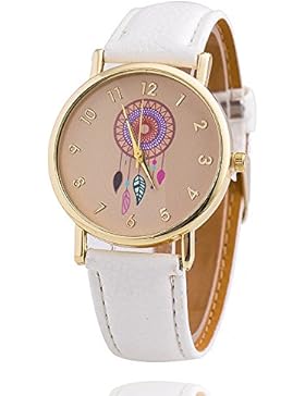 Damen Armbanduhr Traumfaenger Dreamcatcher Analog Quarz gold weiss