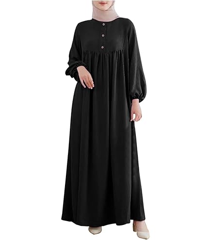 Abaya Damen Sommer Aus Baumwolle Mit Kopftuch - Elegantes Hijab-Kleid Für Gebete & Alltag | Große Größen