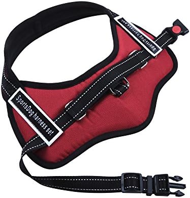 Adjustable Soft Padded Dog Harness Non Pull Large Dog Power Harness - Heavy Duty Big Dogs Assistance Chest from 50-100cm Vary from Size S-XL,Vest for Dog Training or Walking (XL, Red)
