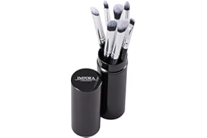 Pinselset für Augen-Makeup von Impora London. Bestehend aus Lidschattenpinsel, Blending Pinsel, Pencil-Pinsel, Eyeliner-Pinsel & mehr [7 Pinsel + Metalletui]. Perfekt für unterwegs