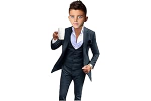 BOTONG Costume 3 pièces pour garçon pour mariage, revers à revers - Costume de fête formel pour garçon