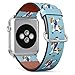 Produktbild R-Rong kompatibel Watch Armband, Echtes Leder Uhrenarmband f¨¹r Apple Watch Series 4/3/2/1 Sport Edition 42/44mm - Funny Unicorn Dancing Dab Step on Light Blue Background