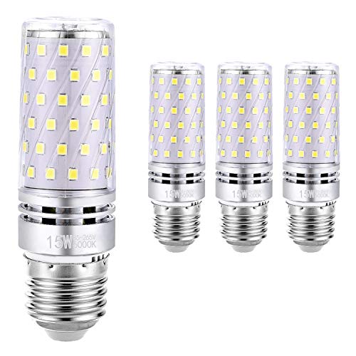 Hzsane E27 Bombilla de Maíz LED 15W, 6000K Blanco Frío, 120W Incandescente Bombillas Equivalentes, 1500Lm, Edison Tornillo Bombillas LED, 4-Pack