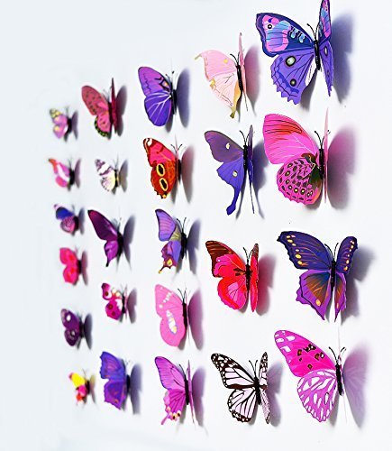 3D Farfalla 12PZ Adesivi Creazione adesivi Adesivi Da Parete Artigianato Farfalle - Viola, 1 - Pack: 12 PCS