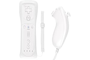 Funmo 2en1 Manette de Wii avec Manette Nunchuck,télécommande de jeu de compatible avec Nintendo Wii/Wii U,Manette Wii,avec étui en silicone gratuit et dragonne