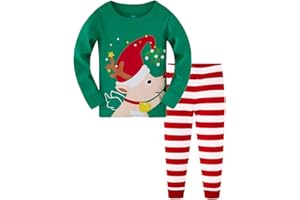 TEDD Unisex Pijamas Niño Niña Navidad Algodon Manga Larga Infantil Ropa a Juego Conjunto Edad 1-12 Años