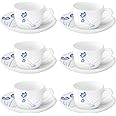 Larah by BOROSIL Tulip Opalware Cup and Saucer Set of 12 pcs | Tea/Coffee Cups 140 ml | Microwave & Dishwasher Safe | Bone-As