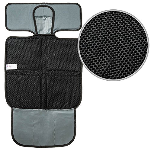 TecTake Kindersitzunterlage Autositzauflage mit Netztaschen für Autokindersitze Unterlage für Kindersitz Spielzeugtasche Sitzschoner schwarz - 5