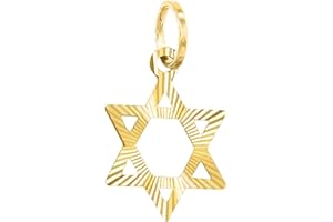 FORME DI LUCCHETTA Lucchetta - Estrella de David Colgante Oro Amarillo 14 quilates - pequeña 10mm - sin cadena, Charms Colgantes para Pulseras y Collares (hasta 4mm) - Mujer Chica Niña