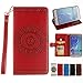 Produktbild Hülle für Galaxy J5 2016,Case für Galaxy J5 2016,Galaxy J5 2016 Handyhülle Leder Wallet Case,YingC-T Elegant Malerei Mandala Blume Rot Muster Handytasche Samsung Galaxy J5 2016 Schutzhülle Leder Bookstyle Brieftasche Ständer Stand Hülle mit Karte Halterung Magnetverschluss Extra Dünn Tasche Premium Design Klapphülle Flip Schutz Schale Hülle Etui Cover für Samsung Galaxy J5 2016