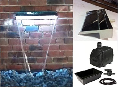 Wasserfall Set 45 cm "max. Fallhöhe 1 mtr." incl. LED-Beleuchtung aus Edelstahl oder Corten Wasserauslauf