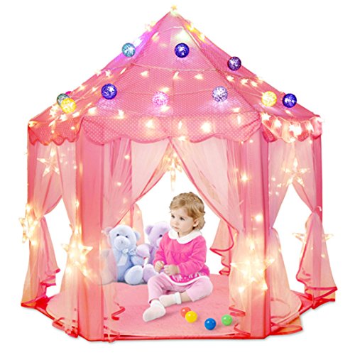 Indoor and Outdoor Hexagon Fairy Princess Castle Play Tent, Playhouse Tents As Great Gift for Boys and Girls With 50 Small Star Lights, Pink reviews Indoor and Outdoor Hexagon Fairy Princess Castle Play Tent, Playhouse Tents As Great Gift for Boys and Girls With 50 Small Star Lights, Pink