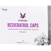 Vitisfera Resveratrol Caps &ndash; 200 mg Trans Resveratrol (Veri-te&reg;), &Uuml;z&uuml;m &Ccedil;ekirdeği Ekstresi, Quercetin &ndash; 20 Vegan Kaps&uuml;l