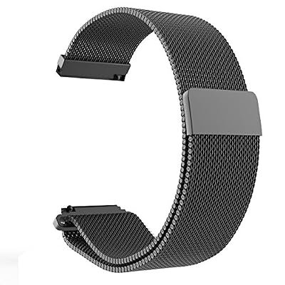 ZGS 20mm Bracelet de Remplacement Bande Smartwatch Hommes et Femmes Boucle magnétique de la Boucle milanaise Maille Bracelet métal en Acier Inoxydable à dégagement Rapide Bande de Montre (20mm,Noir)