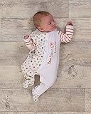 The Essential One - 2 Pack Baby Unisex Star Sleepsuits Babygrows - Orange Beige - ESS146