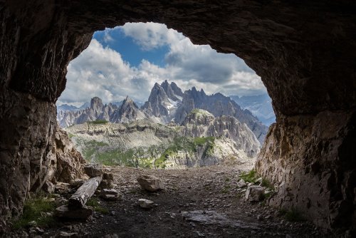 Wandbild Foto-Tapete Dolomitenhöhle Alpen KT247 Tapete Italien Berg Höhle Fototapete Größe: 420x270cm XXL-Tapete Papiertapete Kleistertapete
