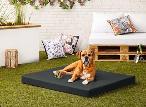 Black 'Rocky' PVC Water and Chew Resistant Medium Dog Bed - 90cm x 70cm