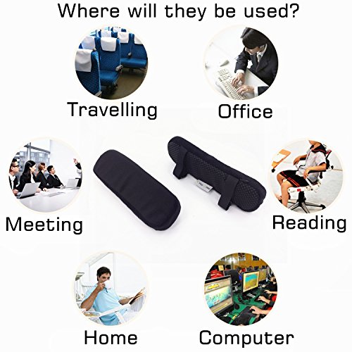 Cosy Zone Ellenbogen-Kissen – Ged?chtnis-Schaum-Armlehnen-Büro-Computer-Arm-Stuhl-Auflagen-Abdeckungen, Winkelstück-Schmerz-Entlastung (2 Stück-Satz), Standardgr??e 10 „* 3“ * 1 „(25.4×7.5×2.54cm)für Büro-Stuhl, WheelChair (Klein) - 5