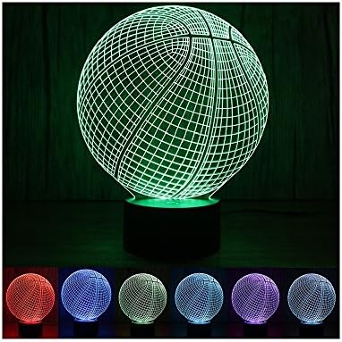 3D Optical LED Illusion Lamps, 7 Color Change Acrylic Panel Lights LED Desk Table Night Light Xmas Toy Gift (Basketball)