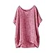 Produktbild Lurcardo Damen Shirts T-Shirt Blusen Sommer Sexy Einfarbig Übergröße O-Ausschnitt Tuniken Mode Tops Kurzarm Kurze Ärmel Lässiges Lose Bluse Oberteil Frauen Teenager Mädchen Hemd Pulli Pullover Tee