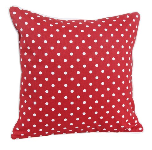 Homescapes dekorative Kissenhülle Polka Dots, rot, 30 x 30 cm, Kissenbezug mit Reißverschluss aus 100% reiner Baumwolle