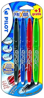 Pilot FriXion ball x 3 + 1 (NBR + V ou B) Stylo roller à encre gel non rétractable Noir/Bleu/Rouge/Bleu ou Vert