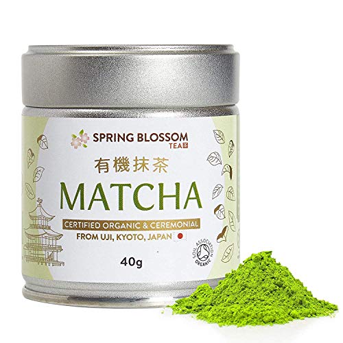 40g Organic Matcha Green Tea Powder Japanese Ceremonial Grade from Uji, Kyoto, First Harvest Stone-Ground, UK Soil Association Certified, Natural Energy Booster & Fat Burner, Vegan, Detox Superdrink