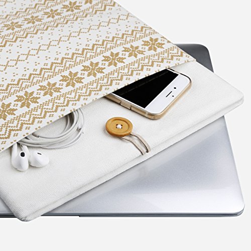 Inateck 13,3 Zoll Macbook Air/ Pro Retina Canvas-Gewebe Sleeve Hülle, Bohemia Laptop Tasche mit Stickmuster speziell für 13,3 Zoll Apple Macbook Pro Retina / Macbook Air, die meisten 11-Zoll-Ultrabook Netbook [Größe: 13,3-Zoll, Simple White] - 4