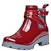 Produktbild ukStore Damen Gummistiefel Regenstiefel Kurzschaft Stiefel Blockabsatz Chelsea Boots Rain Schuhe, Rot 35