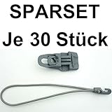 30 x MIDI Banner-Spann-Sets in grau / silber-grau incl. 25cm lange Spanngummis