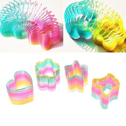 Plastic Rainbow Slinky Toy Neon Colors Assortment Magic Springs