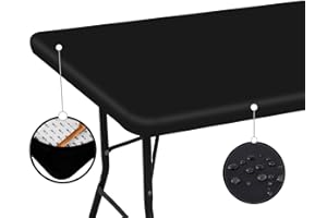 Glop Rectangular Table Cloth with Elastic Band Adjustable to the Table – Waterproof and Washable Tablecloth for Parties – Black Tablecloth for Outdoor and Garden Table – Wrinkle and Stain Resistant.