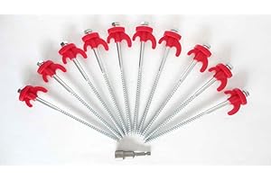 20 x Ultimate Camping Drill in Heavy Duty Tent Peg for General Purpose, Rock or Hard ground, Tents, Awnings, Gazebo's, Free Drill Adapter