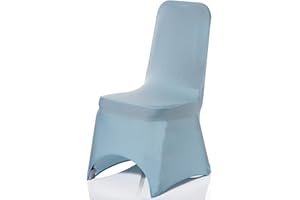 Trimming Shop Spandex Baby Blue Chair Cover Stretch Fabric Removable Washable Protective Slipcovers for Weddings Banquets Ceremony Hotel Dining Parties Décor, 6pcs