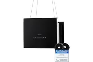 KKT KOLBE Dunstabzugshaube 40 cm | Inselhaube | Edelstahl | schwarzes Glas | SensorTouch Bedienung | Remote Fernsteuerung | LED-Beleuchtung | Umluft | BOX400S
